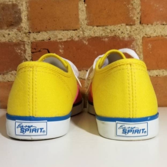 EASY SPIRIT VINTAGE SNEAKERS VTG 90S BRIGHT YELLOW PINK GYM SHOES PREPPY HIPSTER - Picture 4 of 5
